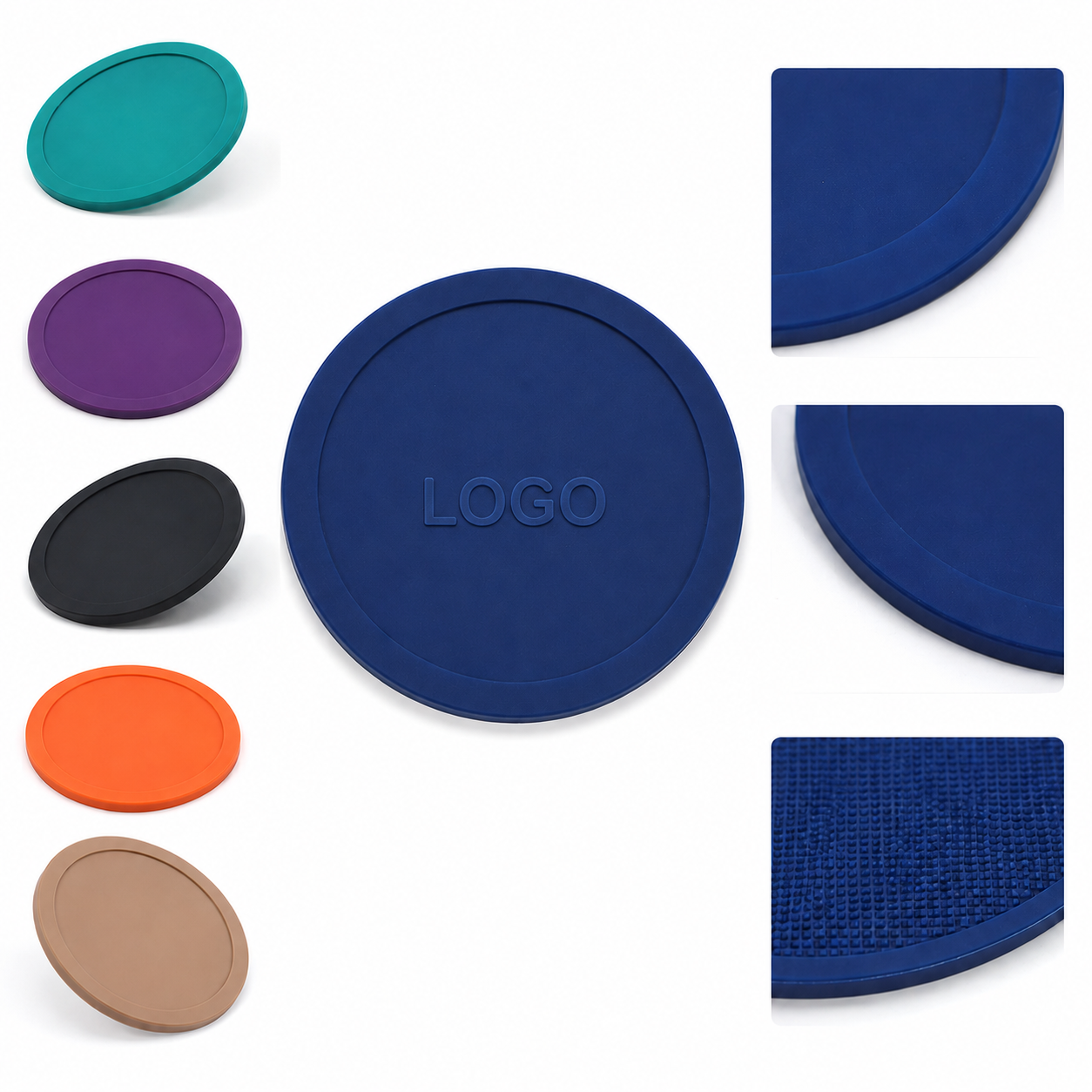 4-Inch Circular Soft PVC Table Coaster with Raised Edge