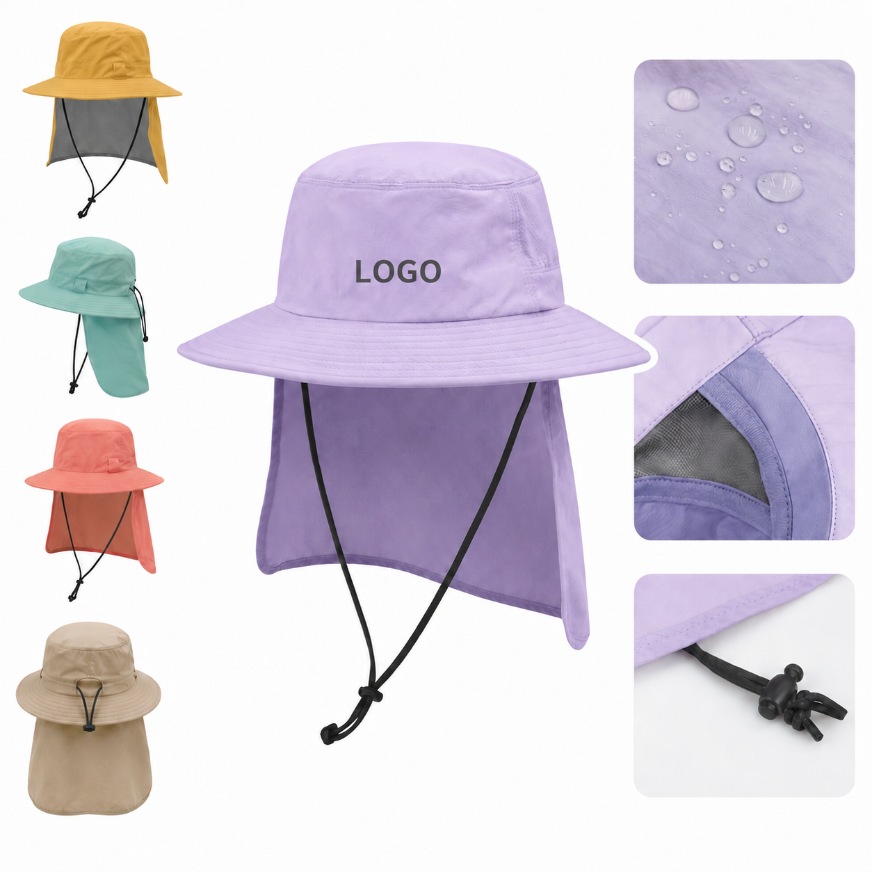 Breathable Outdoor Utility Sun Hat with Integrated Neck Shield
