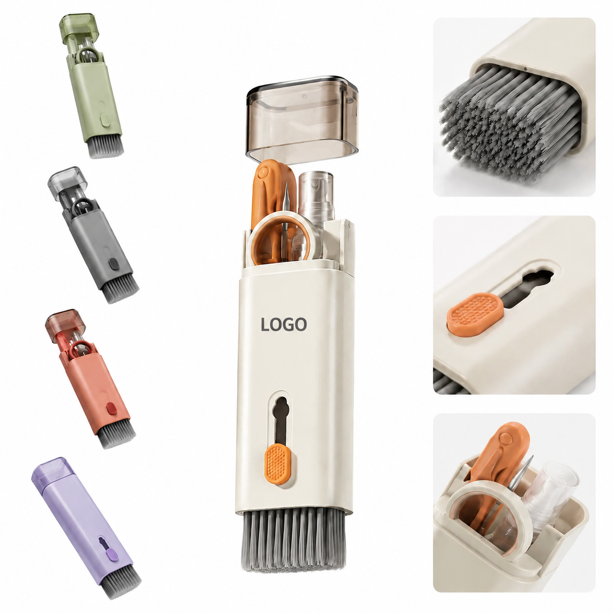 Multi-Functional 5-in-1 Tech Maintenance Set with Retractable Brush and Tool Case