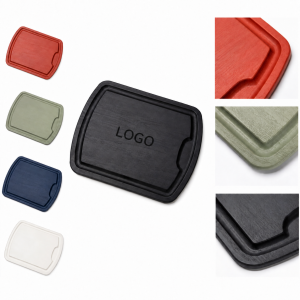 Textured Wood-Grain Synthetic Serving Board with Integrated Juice Groove