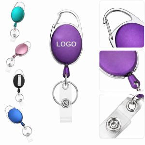 Carabiner ID Badge Reel with Metal Frame and High-Tension Retractable Cord